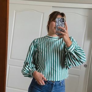 Topshop Striped denim puffer shirt